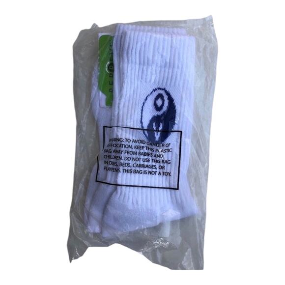 OUTDOOR VOICES NIP Unisex Full Cushion White Blue Graphic Crew Socks - Picture 5 of 15